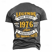 cheap Men's Funny T shirts-Birthday Gift Legends Were Born In 1976 Genuine One Of A Kind Quality Limited Edition Aged Perfectly All Original Parts 50th Birthday Mens Vintage T Shirt Charcoal Grey Clothing Apparel S M L XL XXL X