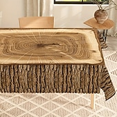 abordables Manteles-Mantel vintage con temática de troncos y patrón de vetas de madera, estilo rústico, para mesa de comedor, decoración de casa de campo para cocina o sala de estar