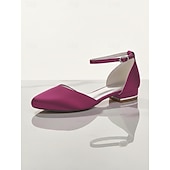 economico Madre della Sposa/Sposo-décolleté da donna con tacco basso e cinturino alla caviglia in raso bordeaux - eleganti scarpe da sera minimaliste per la mamma della sposa, matrimonio chic in città &amp;eventi formali
