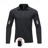 Χαμηλού Κόστους T-shirts και αμάνικα μπλουζάκια για τρέξιμο-Ανδρικά Μονόχρωμο Tricou de Alergat Μπλούζα συμπίεσης Άνοιξη Φθινόπωρο Κουμπώσου Μακρυμάνικο Γρήγορο Στέγνωμα Συμπίεση Ύγρανση Αναπνέει