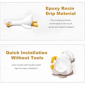 levne Sochy-4 ks pryskyřičné figurky husy, dekorace na počítačový monitor, roztomilé mini sošky husy na palubní desku auta, vtipné dekorace na stůl/televizi/fotorámy (bílá husa)