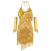 economico Top e Set-Vestito da performance samba con frange di paillettes per la festa di danza latina