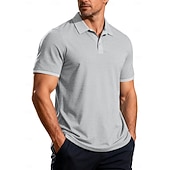 tanie Męska klasyczna koszulka polo-Męskie Koszula golfowa Koszulka polo z dzianiny waflowej Codzienny Biznes Klasyczny Krótki rękaw Moda Nowoczesny Jednokolorowe Guziki Lato Wiosna Wiosna i lato Regularny Czarny Biały Żółty Wino