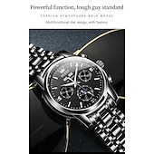 abordables Montres mécaniques-Montre homme Olevs neuve, élégante et fonctionnelle, avec affichage des phases de la lune, du calendrier, de l'heure sur 24 heures et du jour de la semaine. Montre mécanique automatique multifonctions