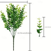 cheap Artificial Plants &amp; Flowers-20pcs Greenery Artificial Plants Outdoors, Eucalyptus Stems UV Resistant Fake Foliage Plants Faux Boxwood Shrubs Indoor Decorations Artificial Flowers for Garden Pot Porch Fence Hanging Planter