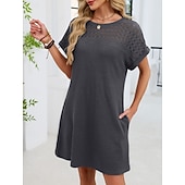 abordables Vestido Sencillo-Mujer Mini vestido Vestido estilo camiseta Vestido de verano Casual Diario Holgado Plano Manga Corta Cuello Barco Azul Piscina Blanco Rosa Rojo Verano