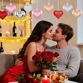 cheap Valentine's Day-36PCS Valentine's Day Decorations Heart Ornaments, 3 Styles 2 Sizes Multi-Color Heart Shaped Baubles for Valentine Tree Decor, Wedding, Anniversary, Christmas &amp; Party