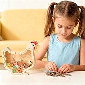 billige påske-Tresparegris av kanin for barn, uknuselig myntbøtte av tre for barn, søt pengebøtte, kaninbøtte til jul, bursdag, påskegaver, sparegrisleke for jenter, gutter