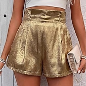 economico Pantaloncini corti-Per donna Shorts Pantaloncini Estivi Shorts da Spiaggia Vacanza Moda Casual Quotidiano Corto Misura del girovita medio Elastico in vita Comodità Morbido Traspirante Inelastico Spiaggia Feste Ferie Oro