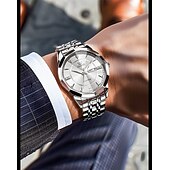 billige Kvartsklokker-Ny Olevs herreklokke for forretningsbruk, kvarts, med lysende kalender og ukevisning, diamantbesatt, uformell og moteriktig vannavstøtende sportsklokke for menn