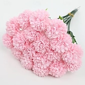 cheap Artificial Flower-18 Bunches Multicolor Realistic Artificial Chrysanthemum Flowers - Maintenance-Free Faux Floral Arrangement Bouquet in White Red Pink Yellow Green-Gray - Suitable for Home Wedding Party Table Centerpiece
