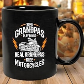 Χαμηλού Κόστους Κούπες &amp; Φλυτζάνια-αστεία κούπα δώρου "μερικοί παππούδες παίζουν μπίνγκο, οι πραγματικοί παππούδες οδηγούν μοτοσικλέτες" μαύρο κεραμικό φλιτζάνι καφέ, τέλειο δώρο για παππούδες που αγαπούν τις μοτοσικλέτες, ιδανικό για