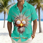 economico Uccelli &amp; Animali-Per uomo Cartoni animati Uccello Pulcino Camicia hawaiana estiva Camicia con Bottoni Camicia Aloha Manica Corta Divertente Vacanza Ferie Abbigliamento mare Estate Primavera Collo ripiegato Stampa 3D