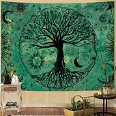 preiswerte Wandteppiche-Wandteppich mit Lebensbaum-Motiv aus Buntglas im Mosaikstil, farbenfrohe und lebendige Kunst, Heimdekoration für Wohnzimmer und Schlafzimmer, großes Stoffposter