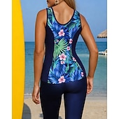 Недорогие Серфинг Танкини и Бикини-Жен. Купальный костюм Танкини 2 предм. тропический Середина бедра Быстровысыхающий Эластичный Без рукавов Купальники Купальник Серфинг Пляж  Плавание Лето