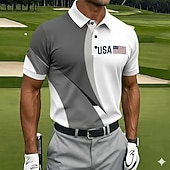  4 de julho de 2026 250º Homens American US Flag Golf Camisas Polo Esportivas Manga Curta Camisas polo Camisas de colarinho Casual Roupa Esportiva Traje de festival Botões Verão Primavera Vermelho