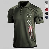  Herren T-Shirt Wanderpoloshirt T-Shirt für Wanderer Kurzarm Quadratischer Ausschnitt Hemd Shirt Außen Atmungsaktiv Rasche Trocknung Leicht Weich Sommer Polyester Weiß Schwarz Armeegrün Jagd Angeln