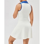 Недорогие Женское платье-Жен. Однотонный Теннисное платье Спортивное платье Без рукавов Застегнуться Влагоотводящие Дышащий Теннис Бег Фитнес Платья Черный Синий Лиловый Теннисная одежда