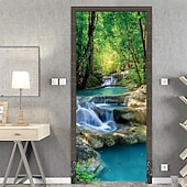 economico Striscioni per Garage e Porte-Tenda da ingresso con vista realistica della natura, da appendere alla parete per l'ingresso del portico, con banner per porta da giardino giapponese in 3D, scena con cascata e laghetto koi.