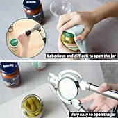 billiga öppnare-burköppnare, multifunktionell burköppnare för svaga händer, burköppnare med lock i rostfritt stål, ölflasköppnare för seniorer med artrit