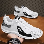 baratos Tênis Casuais-Tênis masculino em mesh e couro sintético – calçado de corrida de alto desempenho para aventuras ao ar livre e atividades físicas.