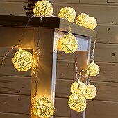 billige Batteridrevet-4 cm sfærisk flettet eventyrlyslenke 10/20LED batteridrevne innendørs fe-lamper er til jul, bryllup, valentinsdag, fest, hjem, hage, balkonger, verandaer og vindusutstillinger