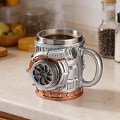 halpa Mukit ja kupit-retro V8-moottorimuki, luovat turboahtimella varustetut mukit, uutuus 3D-mekaaninen kahvikuppi, ihanteellinen lahja autoharrastajille, mekaanikoille &amp;vaihdelaatikot