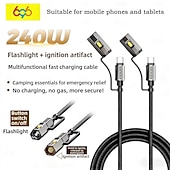 お買い得  充電ケーブル-240W 4-in-1フラッシュライト点火マルチ機能データケーブル2パックApple 17 Proファーウェイシャオミ3.94フィート対応