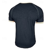 baratos Camiseta Henley Casual-Homens Camisa Henley Camisetas Camiseta 100% algodão Manga Curta Côr Sólida Tecido Cor Única Moda Designer Casual Bloco de cor Botões Henley Casual Diário Ao ar livre Primavera Verão Verão Primavera