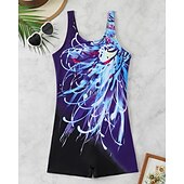 preiswerte One Pieces Rash Guards-Damen Mittel One Piece Rash Guards Badeanzug Badeanzüge Abstrakt Offener Rücken UV Schutz Elastisch Ärmellos Bademode Bodysuit Surfen Tauchen Schwimmen Sommer