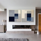 levne Abstraktní malby-plátno nástěnné umění do obývacího pokoje ložnice modrá šedá barevný blok abstraktní graffiti umění olejomalba moderní nástěnné malby obrázky bytové dekorace