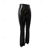 cheap Glossy-Pants Bell Bottoms Pants Flared Trousers Glossy Finish Women's High Waisted Wet Look Patent Leather Look Solid Color Costume for Casual Club Dance Recital Carnival Adults'