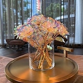 baratos Dia dos Namorados-Rosa de cristal, presente premium para o Dia dos Namorados, rosa artesanal com pétalas de cristal para um presente romântico.