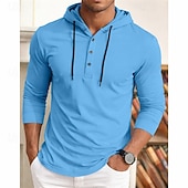 baratos Camisas Popover Masculinas-Homens Camisa Social Camisa casual camisa de botão Pullover Azul Marinha Manga Longa Tecido Com Capuz Casual Diário Com Capuz Roupa Moda Casual