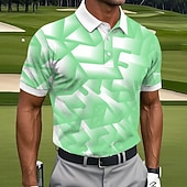 abordables Polo de golf para hombre-Hombre Geométrico Golf Camisetas polo deportivas Manga Corta Camisas de polo Camisas con cuello Casual Ropa Deportiva Botones Verano Azul Piscina Azul cielo Morado