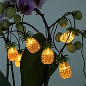 abordables Funciona con energía solar-Guirnalda de luces solares con forma de piña, 30 LED, luces tropicales de verano de 4,5 m, ideal para patios, familias, bodas, dormitorios, cumpleaños y decoración de jardines tropicales hawaianos.