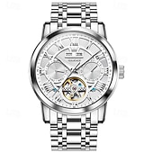 levne Mechanické hodinky-Nové pánské business hodinky značky Olevs s luminiscenčním displejem, věčným kalendářem a týdenním zobrazením. Plně mechanické hodinky s dutým rotorem pro běžné nošení, voděodolné, vhodné pro sport.