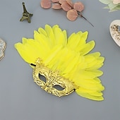 abordables Accesorios-Accesorios de samba para carnaval de Río 2026, tocado de plumas de avestruz amarillas para mujer, tocado con lentejuelas y diamantes de imitación, disfraz de bailarina de carnaval, disfraz de