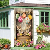 abordables Bannières de Garage et de Porte-Pâques Affiches Couverture de porte Bannières extérieures Rabbit Mignon 3D Soirée Dortoir Chambre d'adolescents Résidence universitaire Chambre d'amis pour hommes dans une fraternité Arrière-plans de