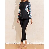 economico Rash Guards Interi-Per donna Standard Top sottomuta Tankini e bikini da surf Costumi da bagno Tropicale Con zip Protezione UV Elastico Manica Lunga Costume da Bagno Surf Immersione Nuoto Estate