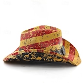  250° anniversario USA Retrò Vintage Far West Cappello da Cowboy Cappello da cowgirl Cowgirl Cowboy Cowboy del West Costume Unisex Mascherata 4 Luglio Feste Giorno dell'Indipendenza Adulti Cappello