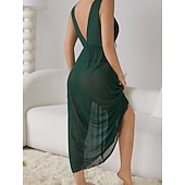 Χαμηλού Κόστους Γυναικεία Νυχτικά &amp; Sleepshirts-Γυναικεία Νυχτικιά Καθημερινό Ανατομικό Μονόχρωμες Δαντέλα Καθημερινά Σπίτι Αμάνικο Λαιμόκοψη V Μαύρο Λευκό Κρασί Βαθυγάλαζο Πράσινο του τριφυλλιού Καλοκαίρι Άνοιξη Κανονικό