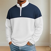 economico Polo geometrica da uomo-Per uomo Blocco di colori Polo Manica Lunga Colletto Mao Athleisure Vacanza Athleisure Casual Quotidiano Stampa 3D Primavera Autunno Blu Nero Giallo