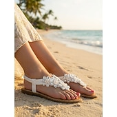 voordelige Vrouwen-Dames boho bloemen kralen sandalen - casual elastische band zomer slippers met versierd ontwerp voor strand of casual outfits