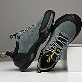 economico Sneakers Casual-scarpe da ginnastica sportive grigie da uomo, tomaia in mesh traspirante, suola ammortizzante, stile sportivo moderno, adatte per camminare, viaggiare e abbigliamento casual