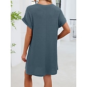 abordables Vestido Sencillo-Mujer Mini vestido Vestido estilo camiseta Vestido de verano Casual Diario Holgado Plano Manga Corta Cuello Barco Azul Piscina Blanco Rosa Rojo Verano