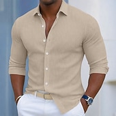 voordelige heren overhemd met knopen-Voor heren Overhemd Corduroyshirt Overhemd met knopen Zwart Wit Marineblauw blauw Paars Lange mouw Effen Strijkijzer Buiten Vakantie Button-omlaag Kleding Katoen Modieus Streetwear Klassiek Casual