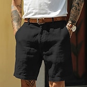 economico Attività commerciale-Per uomo Shorts Shorts di Lino Shorts eleganti Pantaloncini Estivi Cerniera Tasca Tinta unita Comodità Traspirante Lunghezza al ginocchio Quotidiano Abbigliamento casual alla moda Affari Moda Casual