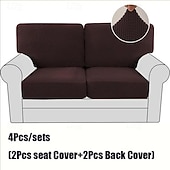 abordables Funda para asientos y reposabrazos de sofá-Juego de fundas de cojín de sofá elásticas de lujo minimalistas, funda completa, funda de sofá elástica antideslizante para sofá de 2/3 plazas