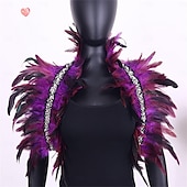 abordables Accessoires-Carnaval 2026 Accessoires de Carnaval de Rio Samba Épaulières Femme Plumes Rouges avec Bord en Strass Costume de Performance Festival Brésilien